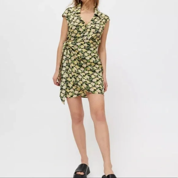 urban outfitters green floral wrap dress Light Green Olive Cotton Top & White Patiala Set – Shop Now – Bavis Clothing main image 0